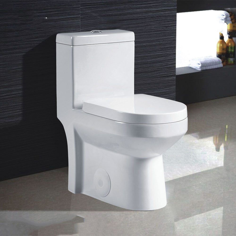 A white toilet bowl with a gray wall behind