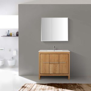 A view of a bathroom vanity cabinet