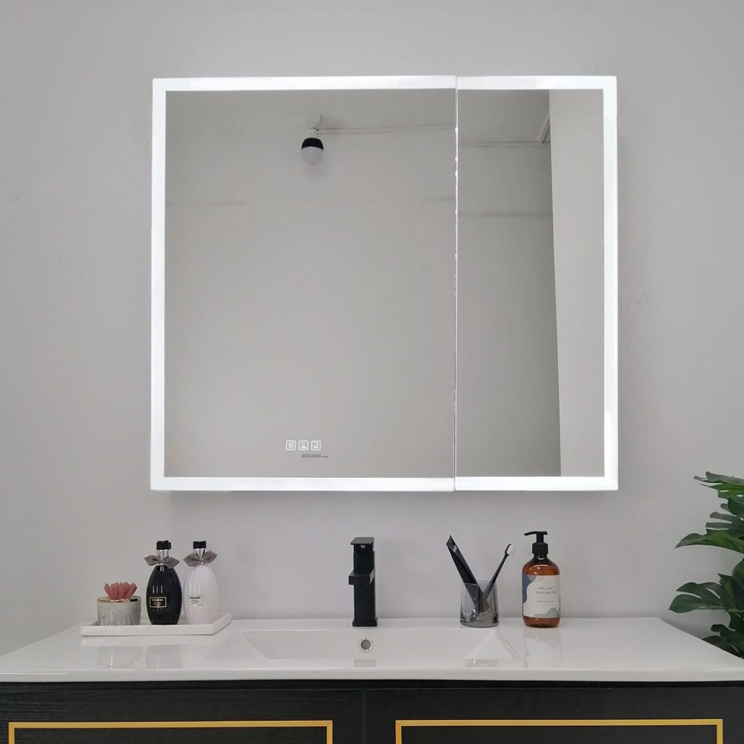 A view of a bathroom mirror
