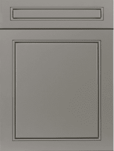A gray cabinet door
