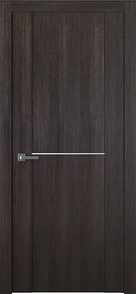 A dark brown interior door