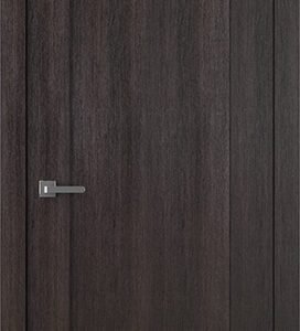 A dark brown interior door